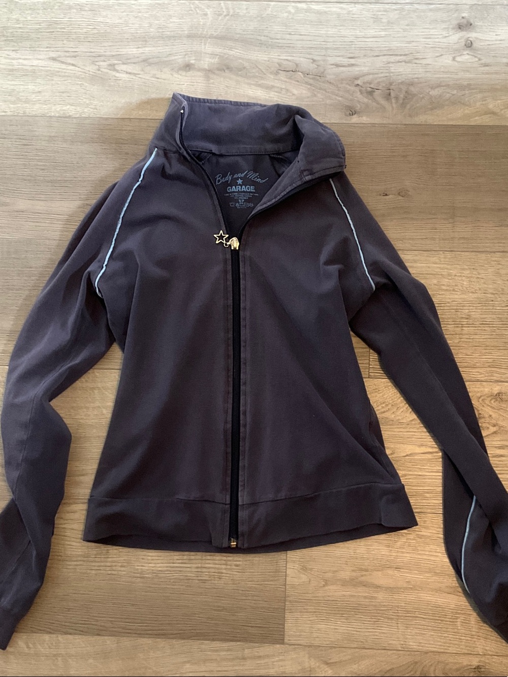 Garage Women's Blue/Purple Zip-Front Jacket with Light Blue Piping